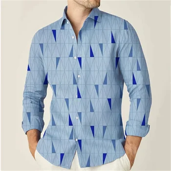 2023 pánske Košele 9 Farby Tričko Vzor Geometrického Tlač Modrá Vonkajšie Ulici Dlhý Rukáv Streetwear Módy Návrhár Ležérny top