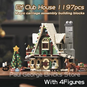 1197pcs Santa Claus Elf Club House Stavebné Bloky Zimné Obce Perník Muž Dom Fit 10275 Tehly Hračky Pre Chlapcov Vianočný Darček