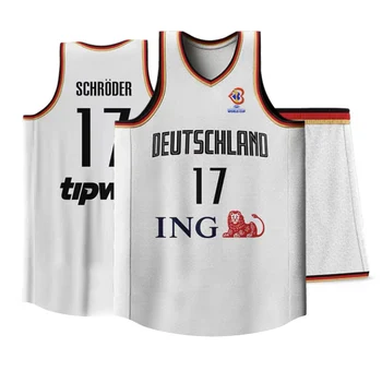 Nemecko Tím Sveta Basketbal Jersey Prispôsobiteľné meno hráča a číslo Rýchle sušenie priedušná textílie Vestu a šortky nastaviť