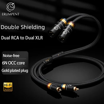 ERUMPENT Hifi Dual XLR na Dual RCA Audio Kábel 6N OCC 2rca na 2xlr Drôt pre CD Zosilňovač Zmiešavač