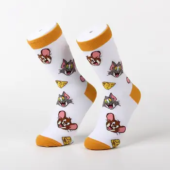 Minoso Tom a Jerry Ponožky Kawaii Čistá Bavlna, Vyšívané Mid Cap Ponožky Komiksu, Anime Športové Ponožky Roztomilý Študent Ponožky