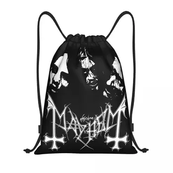 Chaos Black Metalová Kapela Šnúrkou Batoh Športové tašky Vode Odolný String Sackpack pre Jogy