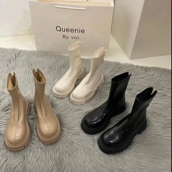 2023 Nové Topánky Platformu Ženy Topánky Kolo Prst na Zips, Jar, Jeseň Fashion Členok Žena Botines De Mujer Chelsea Boots bottines