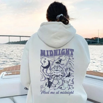 Stretneme sa o Polnoci Hoodie Midnights Album Retro Späť Tlač Mikina s Kapucňou Príbehy 13 Bezsenných Nocí Midnights Merch