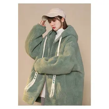 Plus Veľkosti 6XL 150kg Zimné Našuchorený Fleece Bunda Streetwear Harajuku Zips Kabát Ženy Jeseň Solid Farba Bundy
