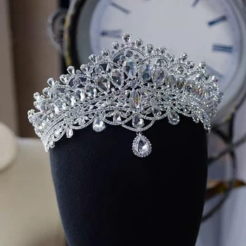 Európska Kráľovná Crystal Nevesty Tiaras Headpieces Svadobné Korún Svadobné Vlasy Príslušenstvo Narodeninám Hlavu Nosenie