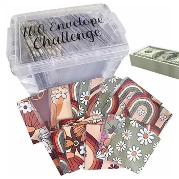 100 Obálky Úsporu Peňazí Výzvou 100-Dní Úsporu Peňazí Binder Plánovanie Rozpočtu Príručka S Úložný Box Zvládnutie