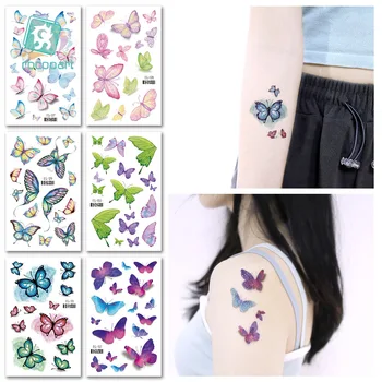 Nové Ružové Šumivé tetovanie patch Proti cartoon Deti je Voda, Motýľ, Dočasné Tetovanie Nálepky, rozmery:120 * 75mm