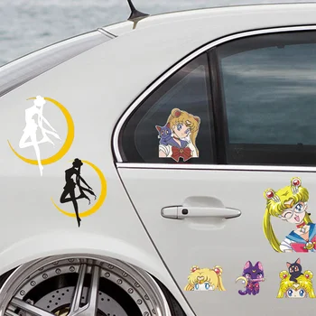 Sailor Moon Auto Nálepky Cartoon Luna Roztomilý Dekorácie, Nálepky na Exteriéru Automobilov Dvere Ženy Dievča Dekor Chyba Pokrýva Príslušenstvo