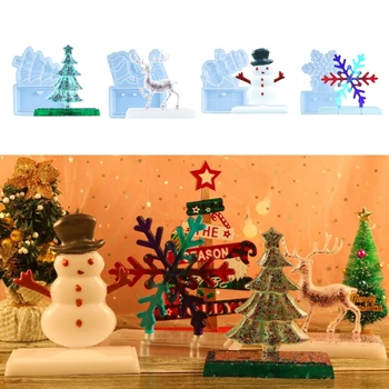 4 Štýly Vianočné Ozdoby Remesiel Silikónové Formy Na Vianočný Stromček Jeleň Snehuliak Snowflake Živica Na Odlievanie Šperkov Prívesok Plesní