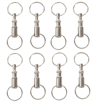 8 Kusov Odnímateľné Dvojité Keychains Železa, Niklu, Odnímateľný Dvojité Keychain Dvojité Keychain Rotujúce Krúžok Keychain