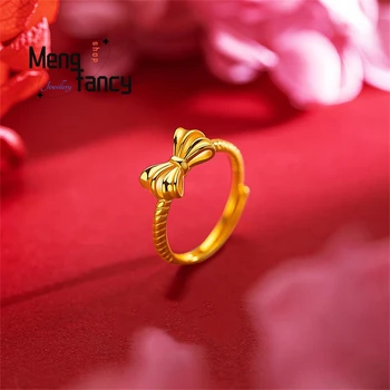 Vietnam Placer Zlato Luk Zásnubný Prsteň Retro Charms Módne Luxusné Pár Večnosti Šperky Elegantné Ženy Sľub Dovolenku Dary
