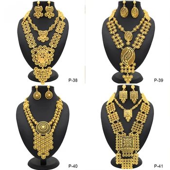 Šperky Sady Etiópskej Zlatá Farba Arábia Náhrdelník Náramok Náušnice Krúžok Pre Ženy Indickej Dubaj Africká Strana Svadobné Dary