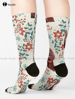 Vianočné Írsky Setter Ponožky Americkej Vlajky Ponožky Osobné Vlastné 360° Digitálna Tlač Darček Harajuku Ulici Skateboard Ponožky