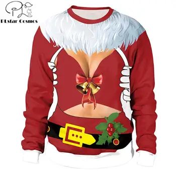 2019 Vianočné Módne Mikina Santa Claus Cosplay kostým Zábavnej 3D Vytlačené Muži Ženy Dlhý Rukáv vrchné oblečenie, Unisex streetwear