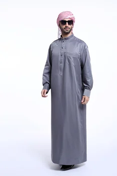 Dubaj Saudskej Moslimských Mužov Jubba Thobe Islam Oblečenie Ramadánu Abaya Thawb Dlhý Rukáv Župan Nosenie Musulmane Kaftane Jubah Arabčina Šaty