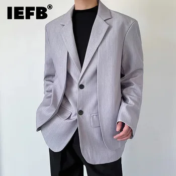IEFB kórejský Sako Trend Mužov Nové Módne Dvojvrstvové Pozdĺžne Nika Navrhnúť Oblečenie Bežné Jeseň Muž Blejzre 9C1406