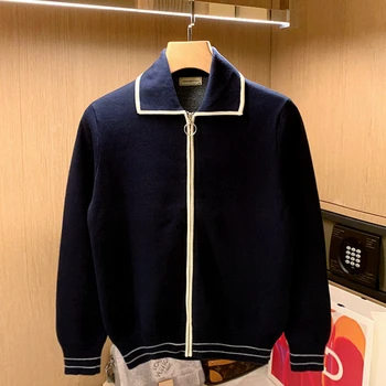 Nová Top Trieda Autum Zimné Módne Značky Knitwear Japonský Ulici Mens Sveter pletený Sveter Bežné Coats Mužov Oblečenie B68