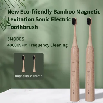 Eco-Priateľský Elektrická zubná Kefka Bambusu Kefa Hlavu IPX7 Kolo Dupont Mäkké Štetiny Sonic Zdravšie Ústne Zuby Čistenie Darček