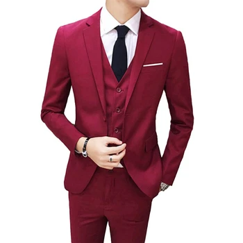 Burgundsko Elegantné Obleky pre Mužov 2023 Slim Fit Ženícha Smoking Svadobné Mužský Oblek Formálne Podnikania Muži Oblečenie Kostým Homme 3 Ks