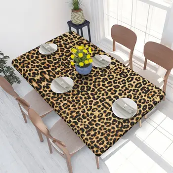 Obdĺžnikový Leopard Kožušiny Textúry Kože obrus Oilproof Obrus Vonkajšie Tabuľka 4 ft Kryt