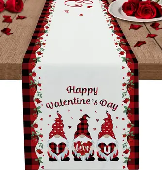 Valentína Trpaslíci Červené Ruže Lásky Bielizeň, Stolové Prestieranie Svadobné Dekor Statku Jedálenský Stôl Pretekárov Vianočné Ozdoby