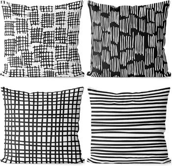 Čierna a biela hrubú čiaru geometrický vzor vankúš obývacia izba gauč námestia, dekoratívne posteľná obliečka na vankúš, obliečky vankúš