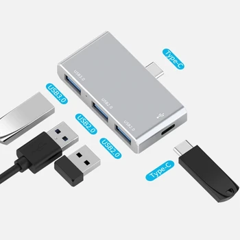 Mini Zliatiny Zinku USB Typu C Hub 4 v 1 Multi port USB 3.0 Typ C Dokovacej Stanice vysokorýchlostný Adaptér pre Notebook PC
