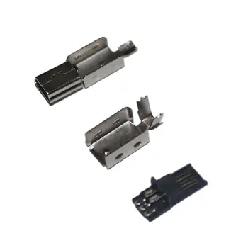 5Set Mini USB Konektor Samec (3 V 1 )Male Mini USB, Jack 2.0 5PIN Zástrčku S Žehlička Kryt Pre Druhy DIY Spájkovanie