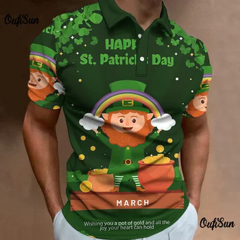 Pánske Polo Tričko Krátky Rukáv 3d Vytlačené St Patrick ' s Day Polo Tričko Mužov Bežné Nosenie Ulice Lete Nadrozmerná Mens Top Oblečenie