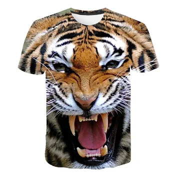 Letné Mužov Zvierat Tiger 3d Grafické T-Shirt Osobnosti Pohodlné Bežné Ulici Neforemné O-Golier Top