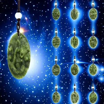 Jade Zverokruhu Prívesok Kameň Náhrdelník Prírodné Šperky Designer Darček Vyrezávané Zelená Darčeky pre Ženy Charms Amulet Prívesky, drahé Kamene