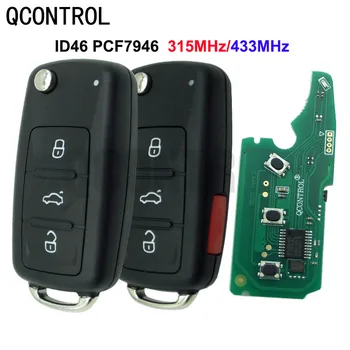 QCONTROL 3/4/3 1 tlačidlom Vzdialené Tlačidlo fob 315/433mhz Na Audi A8, skladací kľúč ID46 PCF7946 315/433MHz