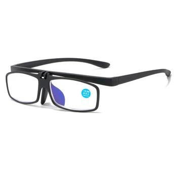 Nový Upgrade Anti Blue Ray Okuliare Na Čítanie Black Flippable Plný Okuliare Rám Presbyopia Napájanie Od +100 Do +400